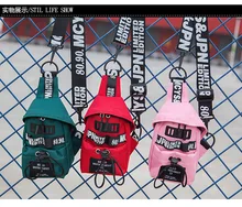 One Shoulder Bag Women Canvas Fashion Letter Print Zipper Travel Bags Girl Candy Color Small Bag letter print hem one shoulder top