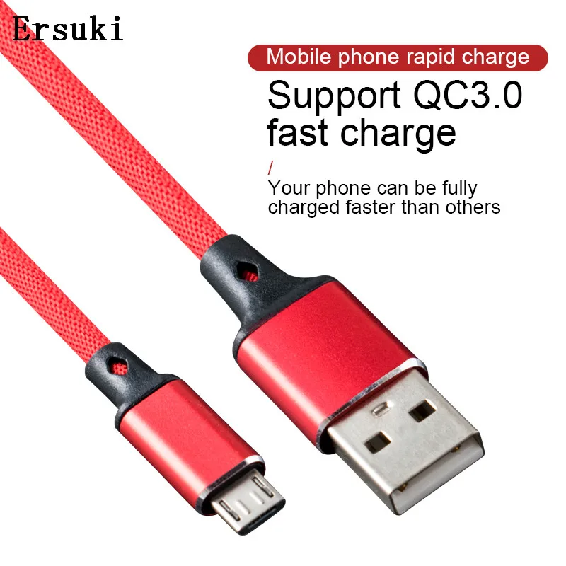 Ersuki المصغّر usb كابل 3.0A سريع كابل شحن مزامنة بيانات الهاتف المحمول الكابلات ل سامسونج هواوي Xiaomi LG Andriod سلك Microusb
