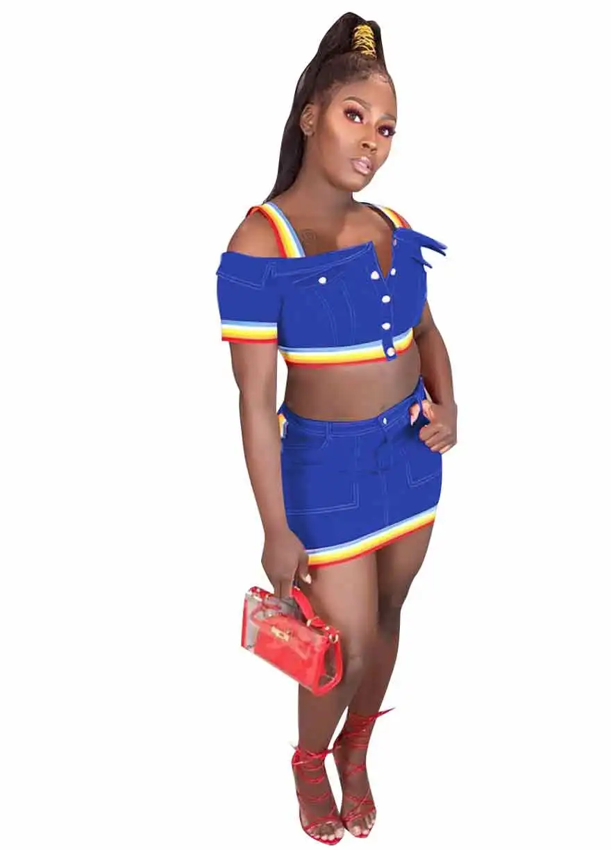 Colorful-Striped-Denim-Mini-Skirt-Set (3)