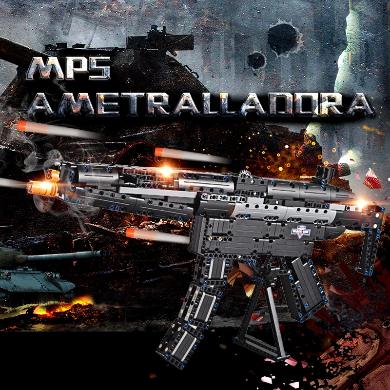

DIY Building Blocks Toy Gun Ak-47 Assembly Outdoor Fun Big Size Toy Can Fire Bullets With Instruction Book Gift For Chil