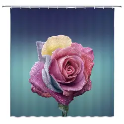 Модные красивые Rose Water Drop 3D Ванная комната Душ Шторы молния Водонепроницаемый Роса полиэстер ткань