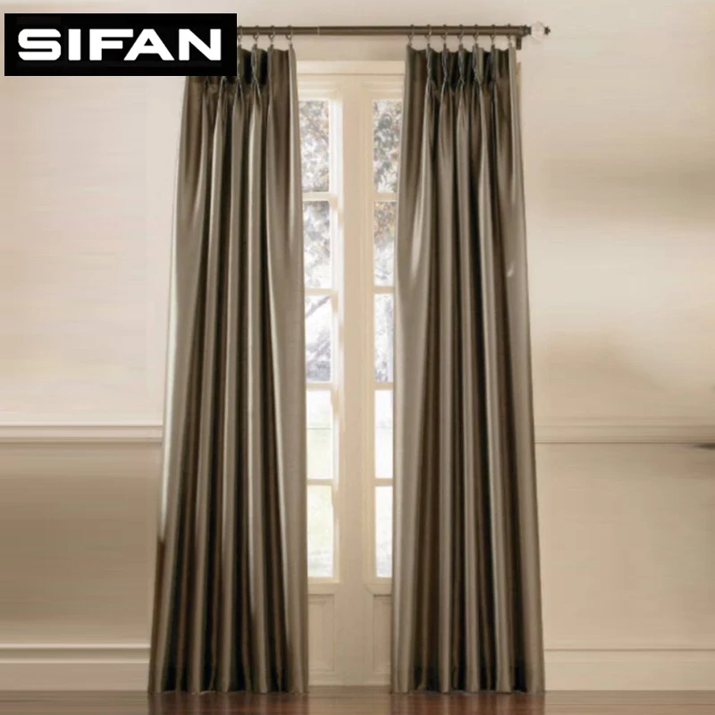 Bronze shiny solid color blackout curtains for Living Room Modern