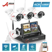 ANRAN Plug and Play P2P LCD Monitor 4CH HD NVR 1080P Outdoor 24 IR Wireless IP Camera Security CCTV System Hard Disk Optional