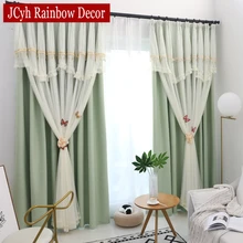 Tassels Top Blackout Curtains+tulle Curtains For Living Room Bedroom Curtain Window Drapes Panels Cloth Voile Sheer Curtains