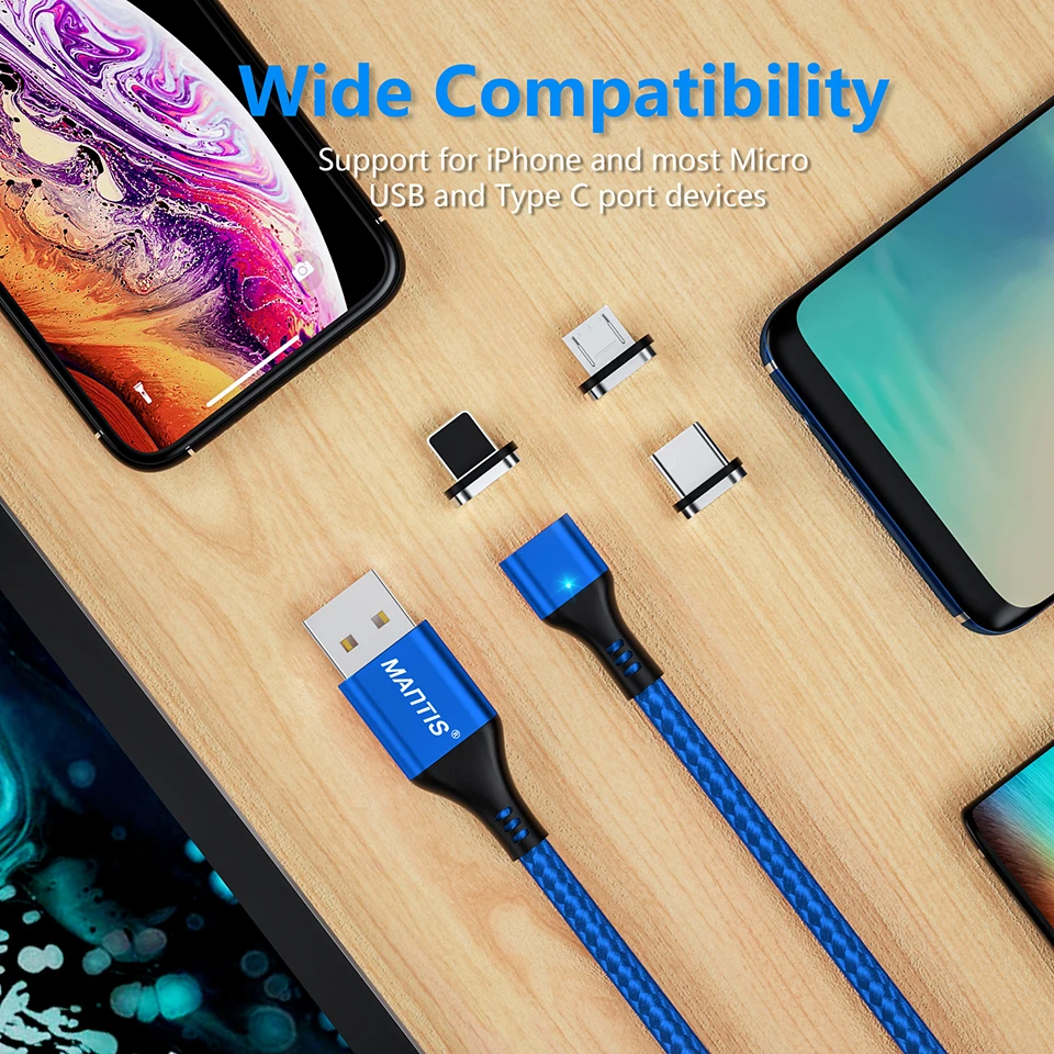 MANTIS Magnetic Cable USB Cable For iPhone Cable Apple Xs Max XR X 7 6 6s 5 5s Se iPad Quick Charge 3.0 Fast Charging Wire Cord 8