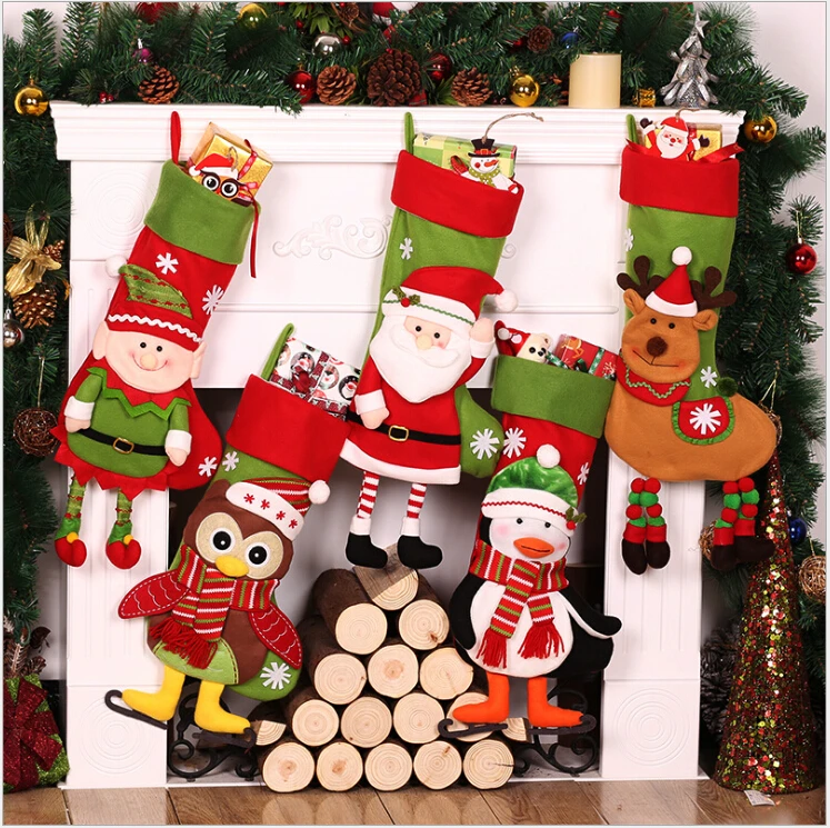 

40*22CM Creative Christmas gifts of High - grade cloth art the old hang Christmas gift Bags Decoration Christmas stockings