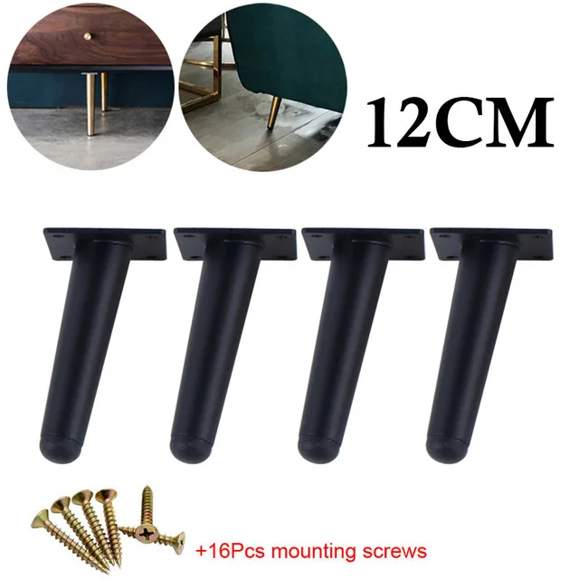 

4pcs stainless steel Furniture feet 12cm Tables Cabinets feet Sofa Bed TV Cabinet foot With mounting screws black oblique feet