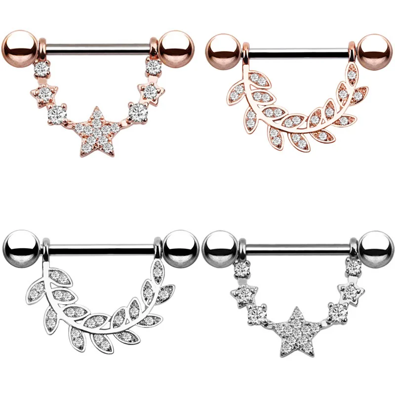 

316L Surgical Steel New 2pcs Nipple Piercing Fashion Body Piercing Piercing Big Zircon Rings Body Jewelry for Women Girls