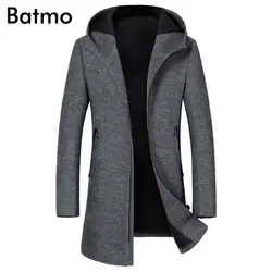 BATMO 2018 Новое поступление осень-зима высокого качества шерсти с капюшоном серый плащ для мужчин, мужские шерстяные Куртки, зимняя куртка 1812