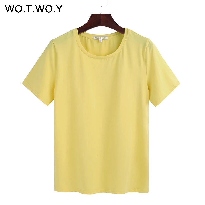 2018 Summer Cotton T Shirt Women Loose Style Solid Tee Shirt Female Short Sleeve Top Tees O-Neck T-shirt Women