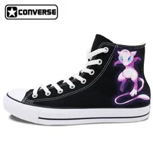 Original Converse Chuck Taylro Men Women Sneakers Pokemon Mew Mewtwo Design Hand Painted High Top Canvas Shoes Boys Girls