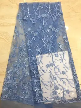 

High Quality Grey Nigerian Lace Fabrics 2019 With Stones African Lace Fabric Embroidered Tulle Mesh French Lace Fabric