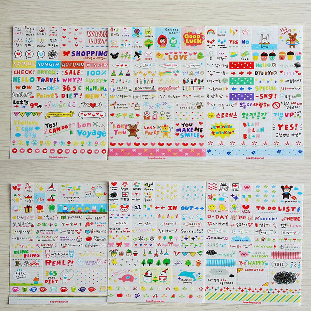 6 Lenzuola Corea Di Vita Blu Fai Da Te Arcobaleno Disegno Creatore Adesivo Decorativo Nastro Bambini Craft Scrap-Booking Adesivo Per Il Diario Libro A