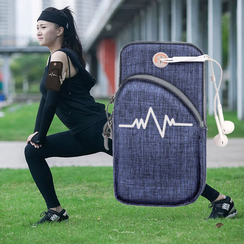 Goede Universele Denim Sport Armband Telefoon Tas Case Running GYM Riem Pouch Cover voor iPhone X 7 Samsung S9 S8 Xiaomi HTC LG Onder 6.0\