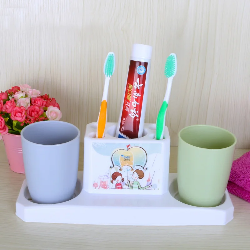 

New 3Pcs/Set Plastic Bathroom Set Storage Stand Tumbler Toothpaste Toothbrush Holder Creative Household Items Rack/Box 4Pcs/Set