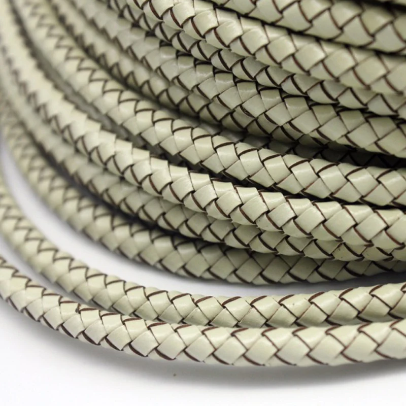 

AaaZee 1 Yard 6mm Diameter Round Khaki Woven Braided Leather Bolo Cord Jewelry Making Leather Craft