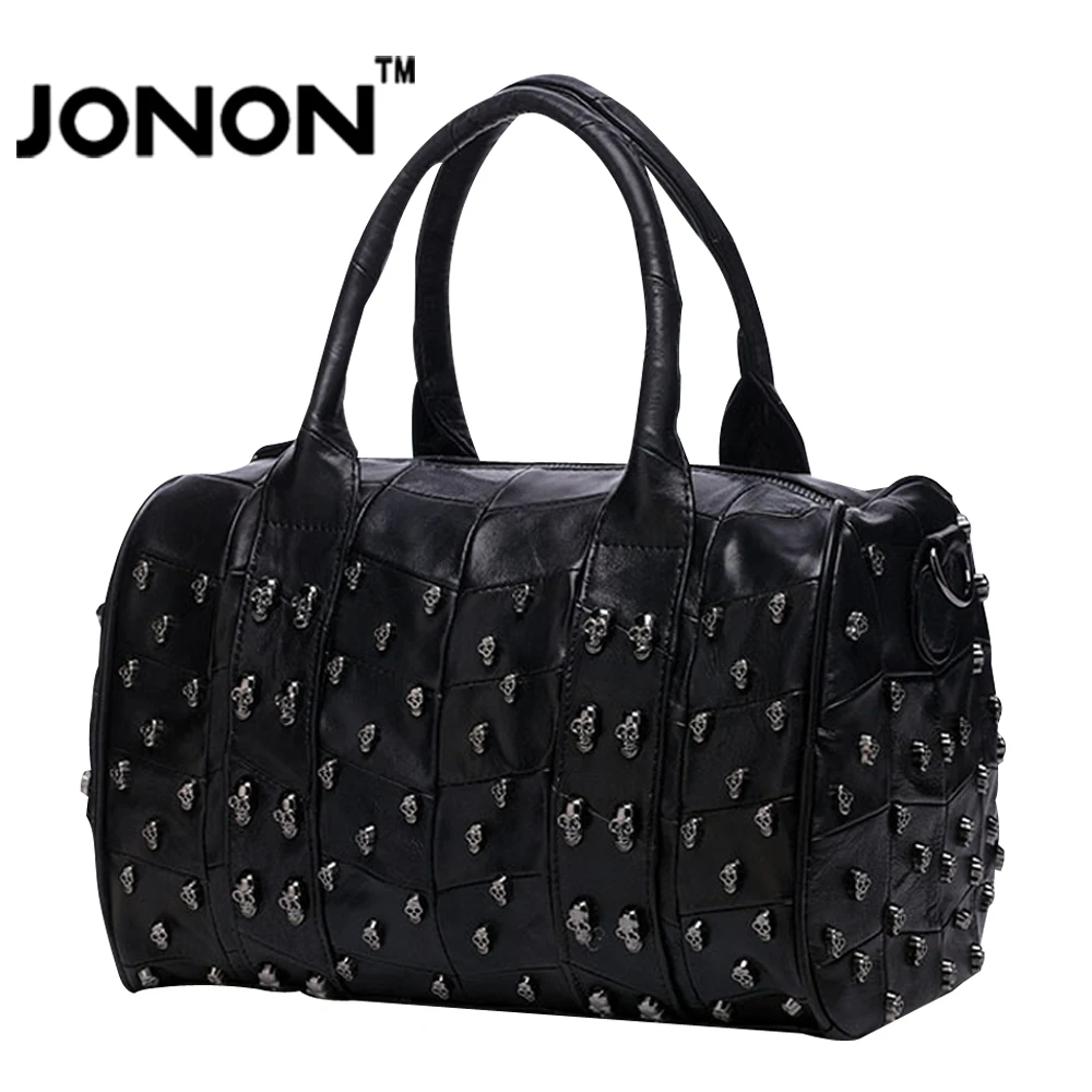 Popular Black Leather Studded Handbag-Buy Cheap Black