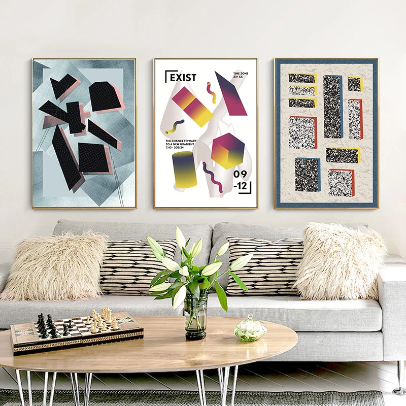 Nordic Canvas Abstract Painting Home Decor Art Picture Three-dimensional Geometry Print for Living Room Office Decor Poster