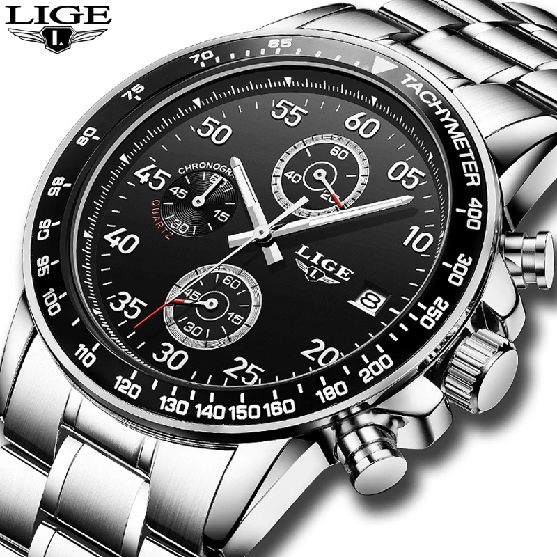 

LIGE Watch Men Fashion Sport Quartz Clock Mens Watches Top Brand Luxury Full Steel Business Waterproof Watch Relogio Masculino