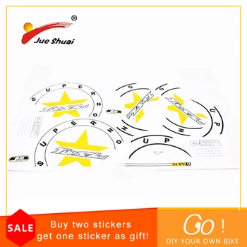 

JS Yellow Stars Figures Road Bike MTB Stickers Protector Decal Frame Tape Fork Bicycle Cycling Protector Personality Applique