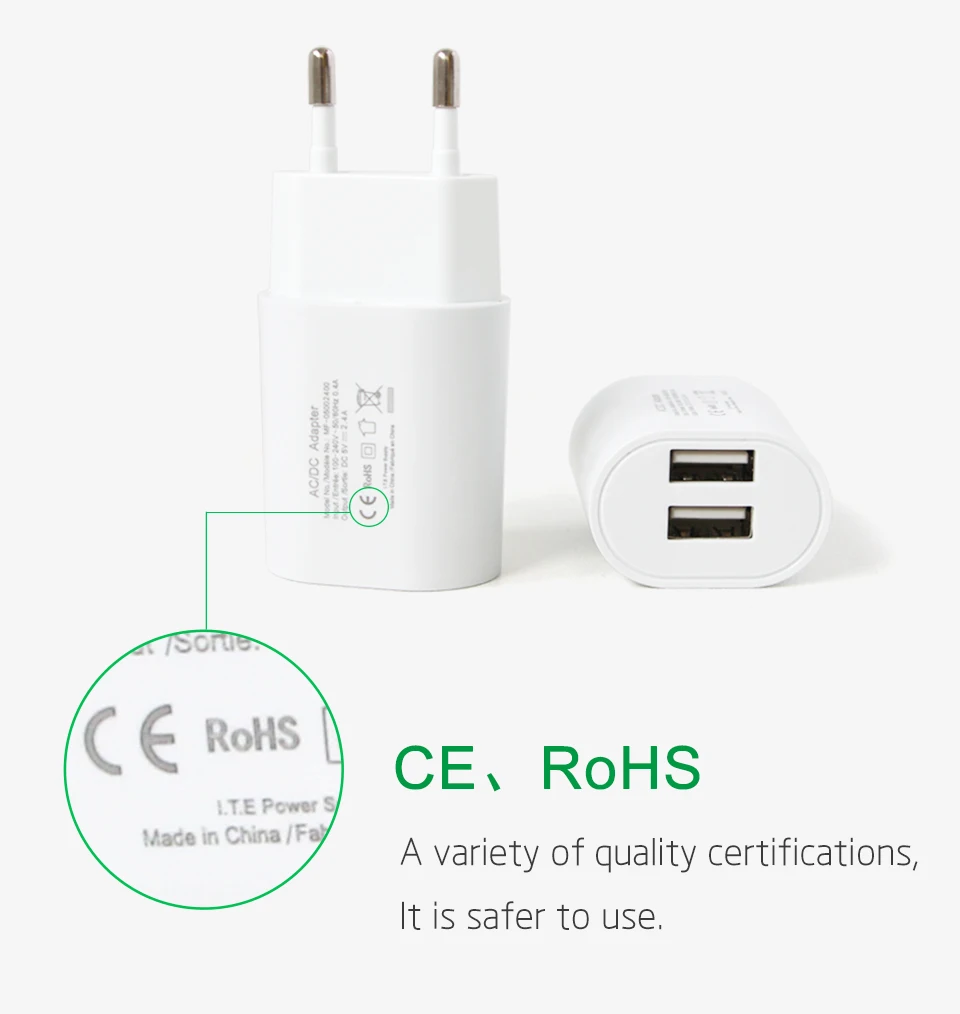 1 шт. ЕС адаптер штекер 5V2. 4A двойной USB зарядное устройство для смартфонов AC/DC адаптер путешествия в Италии Швейцария Бразилия Франция