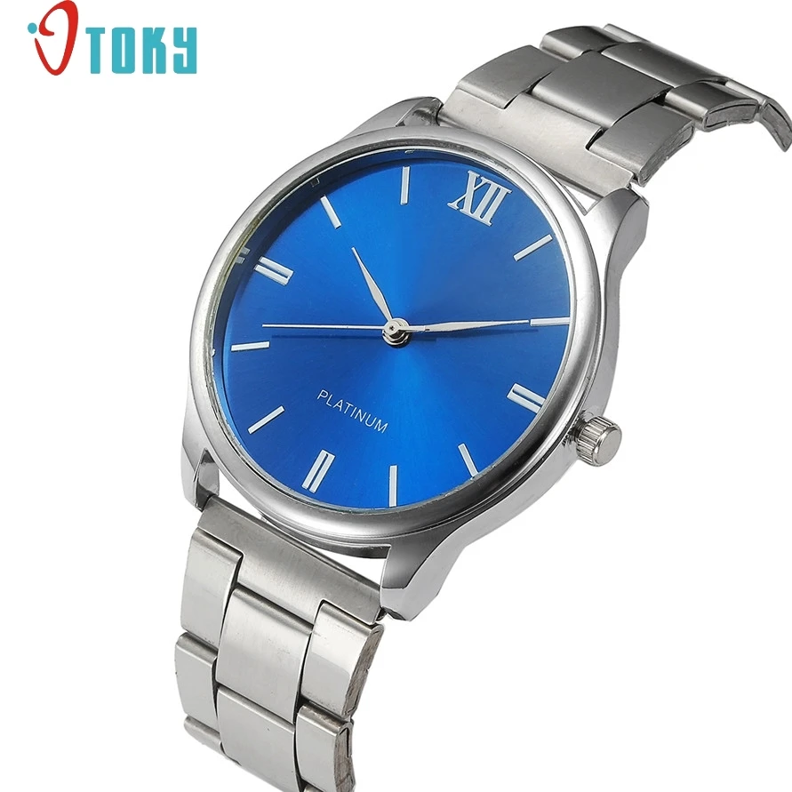

OTOKY Willby Women Mens Blue Dial Stainless Steel Roman Numerals Dress Watch m10 drop ship