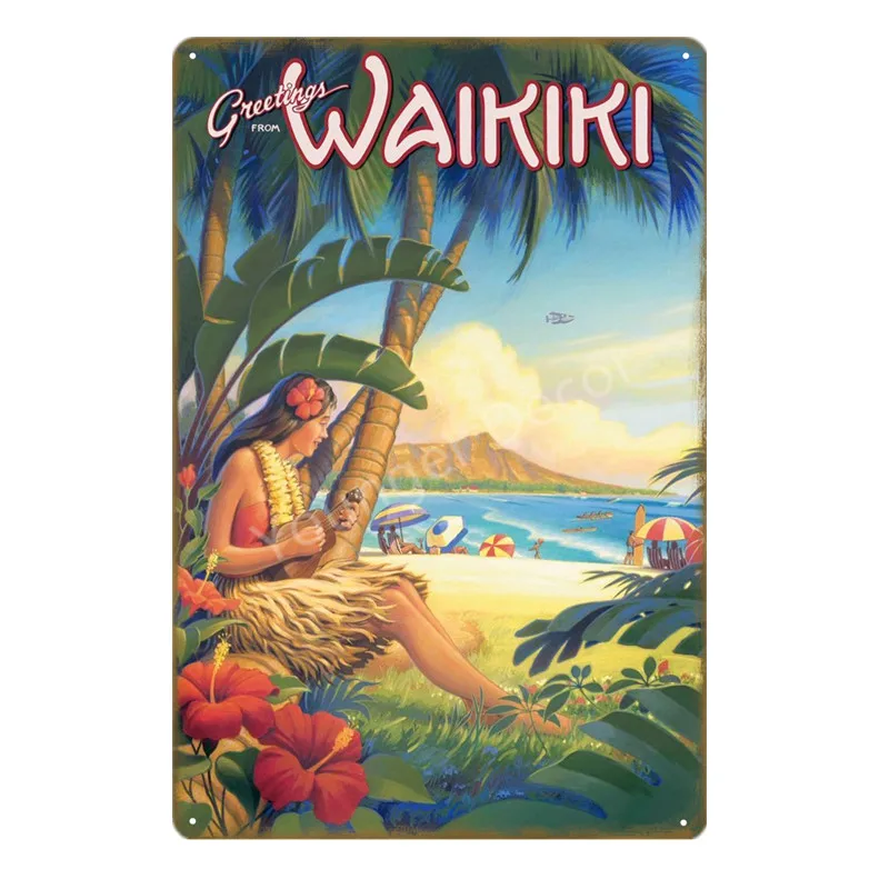 Вечерние украшения Aloha Tiki Bar постер с рисунком стен для ресторана паба домашнего
