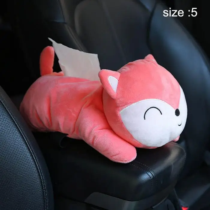New Napkin Storage Box Plush Cartoon Animals Shape Tissue Organiser Holder Auto Supplies