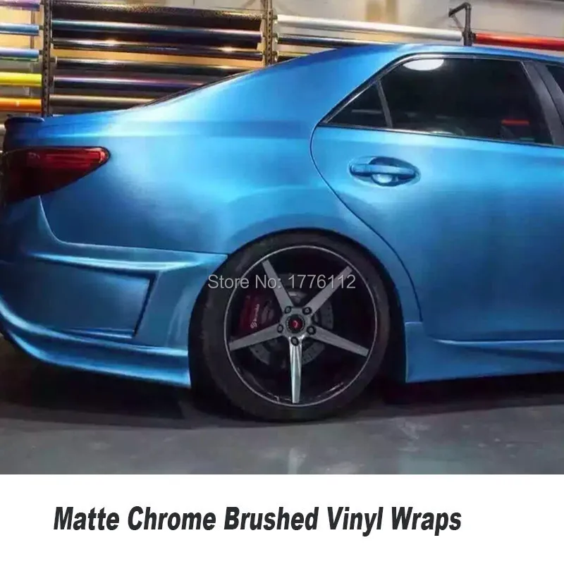 

matt Brushed Chrome sky Blue Vinyl Wrap Film Full Car Body Wrap Blue Brushed Sticker size:5ft X 65ft/Roll