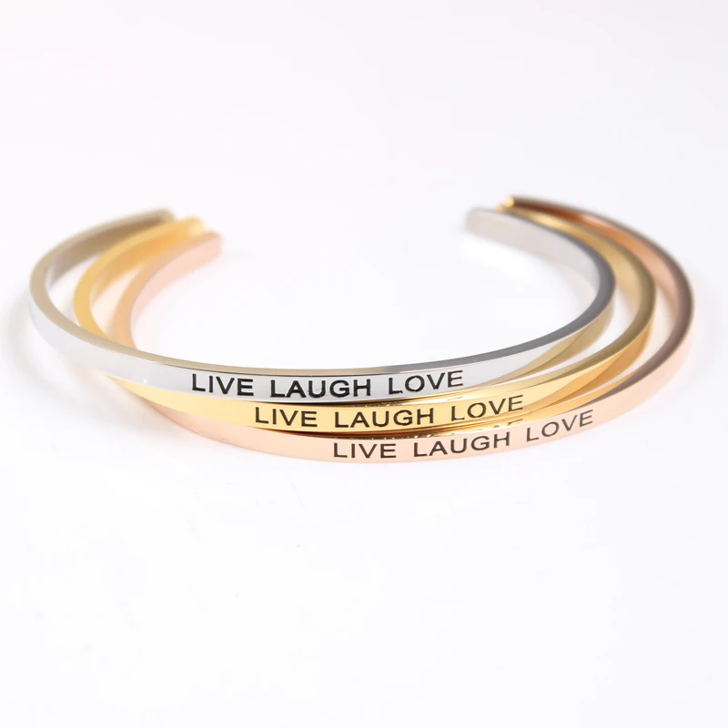 Stainless Steel Engraved "LIVE LAUGH LOVE" Positive Inspirational Quote