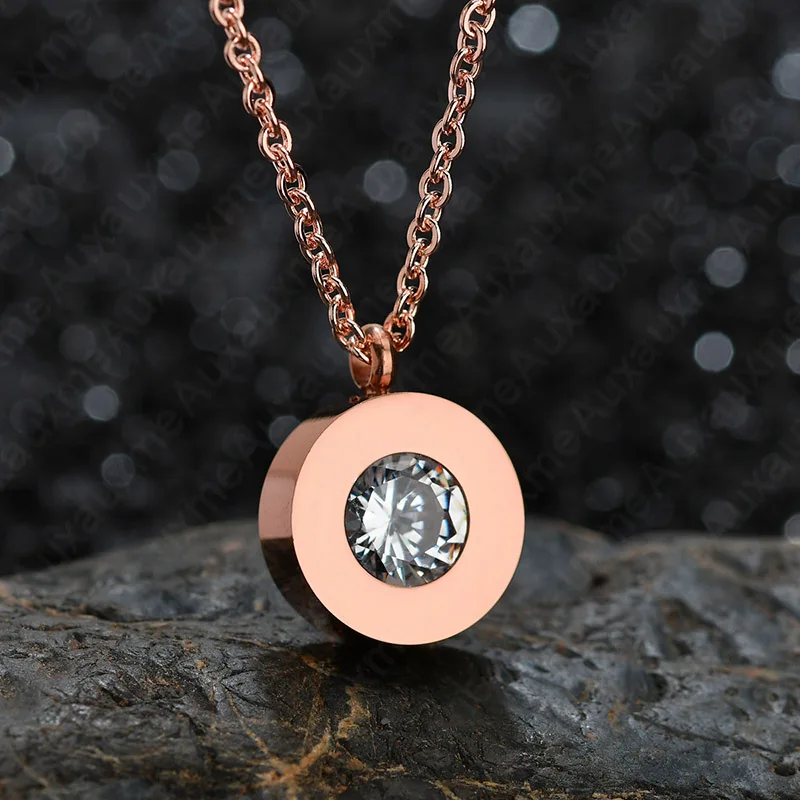 Auxauxme розовое золото/сталь/золото CZ камни ожерелье из нержавеющей стали Сменное женское цепное ожерелье, украшение женские ювелирные изделия