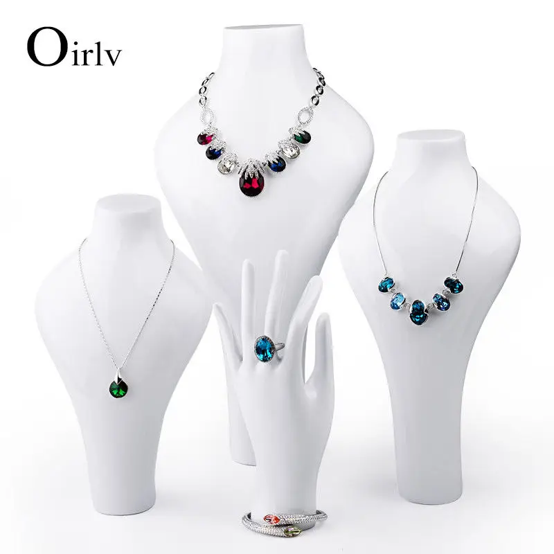 

Oirlv free shipping white resin hand rack jewelry ring braclet display holder