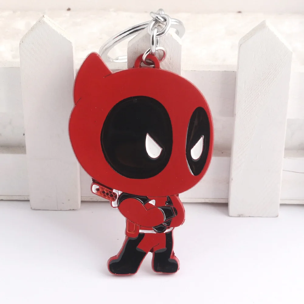 Movie Hero Deadpool Figure Toy Keychain enamel metal Key Chains Pendant