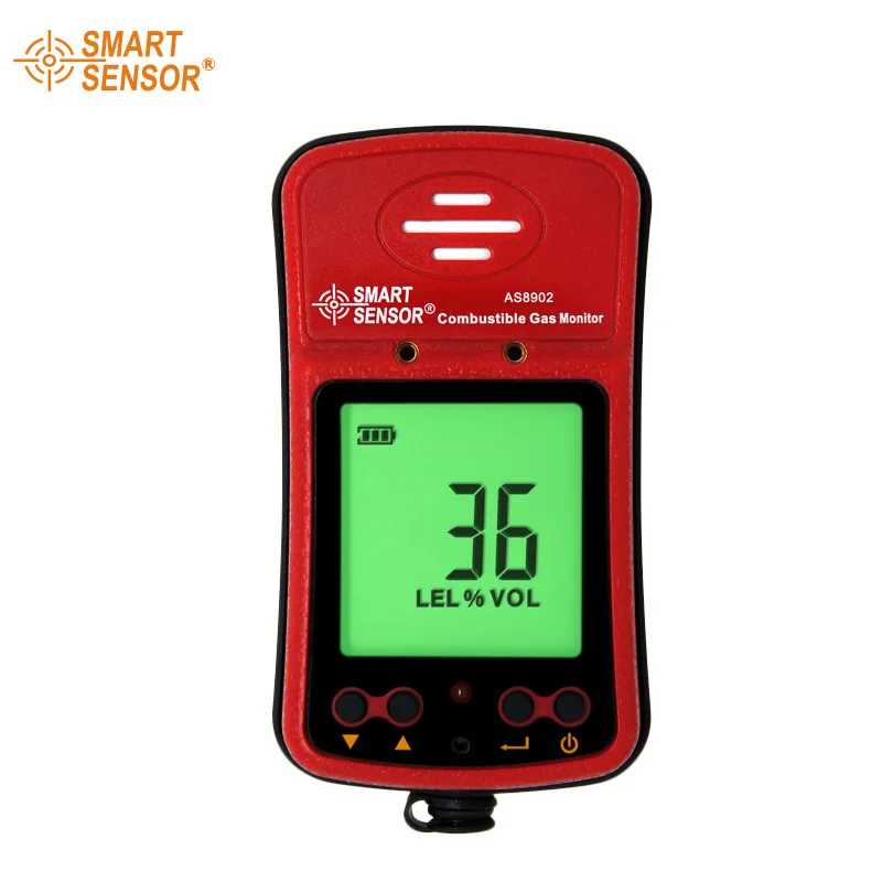 

AS8902 High Sensivity Natural Gas Meter Large LCD Backlit Alarm Digital Combustible Gas Leak Detector