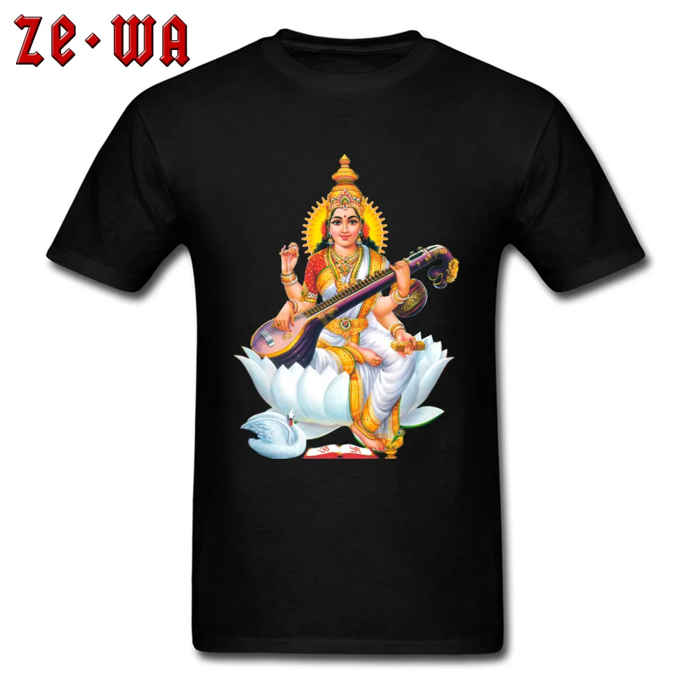 Custom shiva ganesha saraswati201897Y O Neck Tshirts Summer Autumn Tees Short Sleeve for Men Cute Pure Cotton Printing T Shirts shiva ganesha saraswati201897Y black