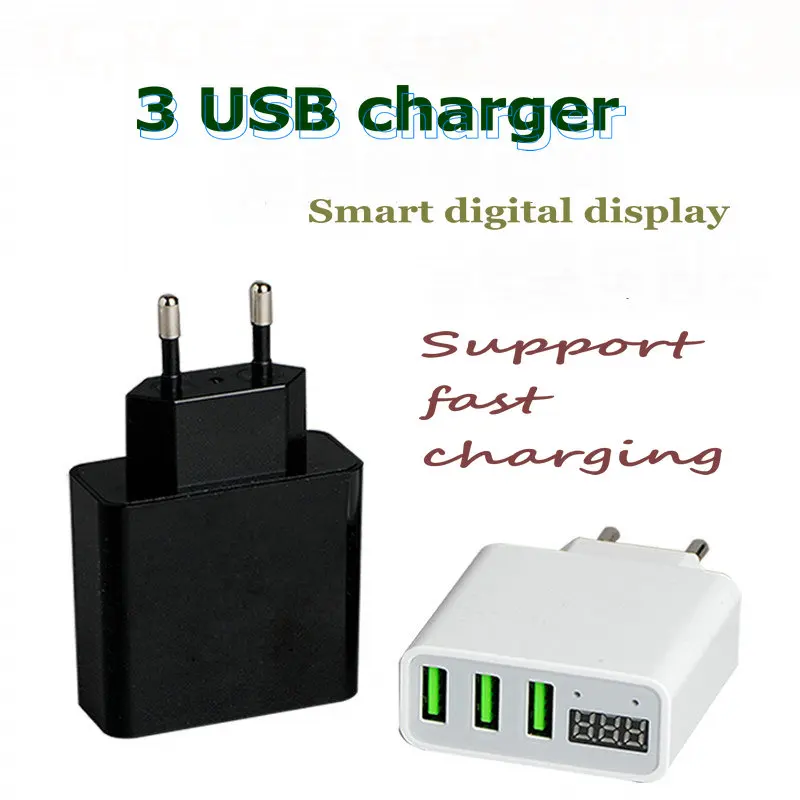 3-Port Professional Smart Digital USB Quick Charger iPhone Portable Charging Travel Adapter samsung Smart Digital Display