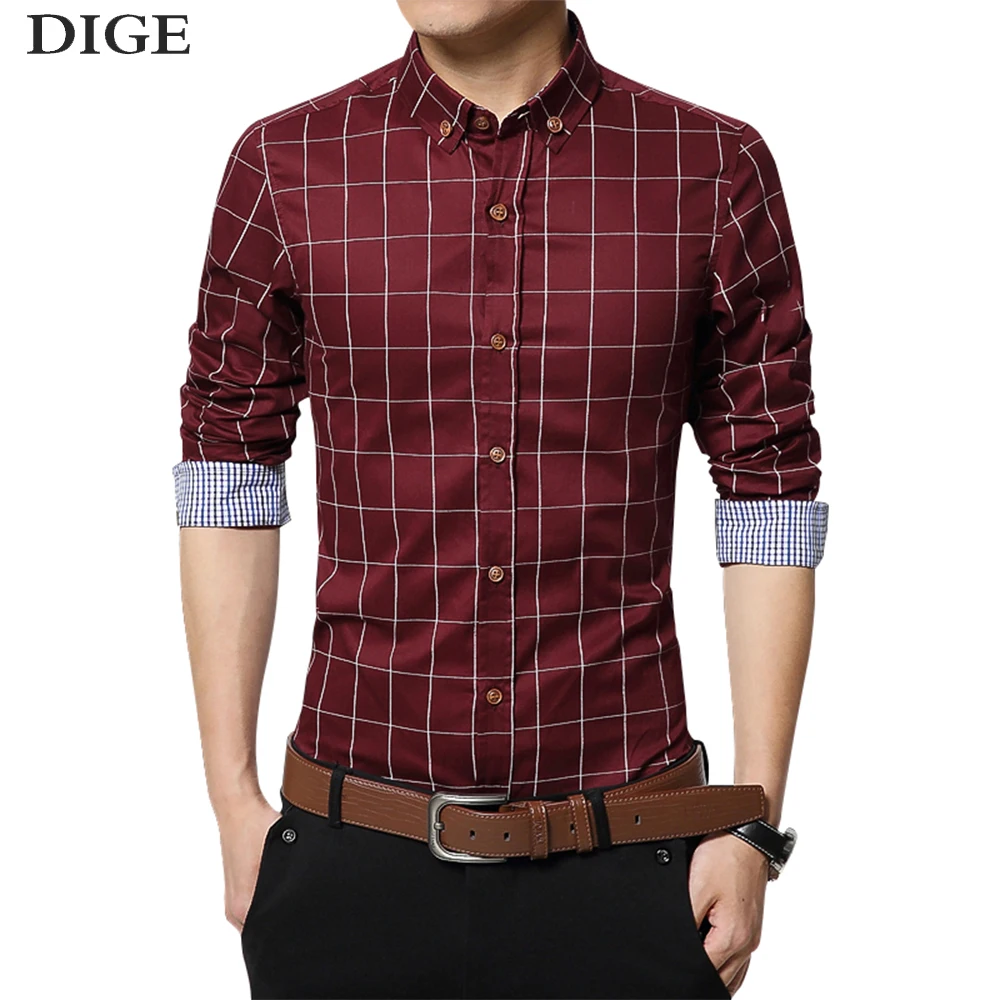 

2019 New Autumn Fashion Brand Men Clothes Slim Fit Men Long Sleeve Shirt Men Plaid Cotton Casual Men Shirt Social Plus CY18002