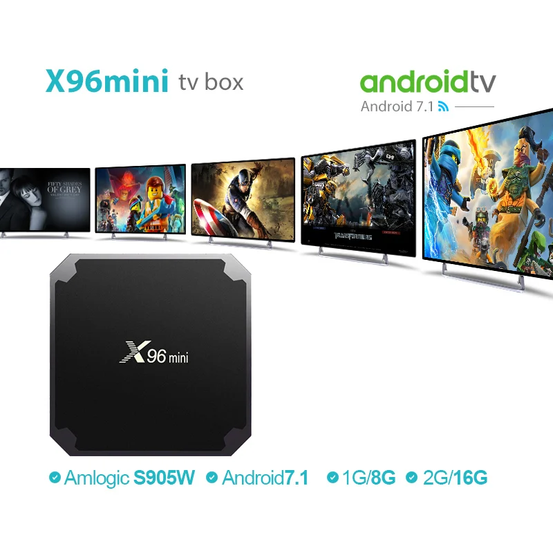 

TV box X96mini Android 7.1 X96 mini OS Smart TV BOX S905W Quad Core support 2.4G Wireless WIFI media box Set-Top Box RAM 2G16G