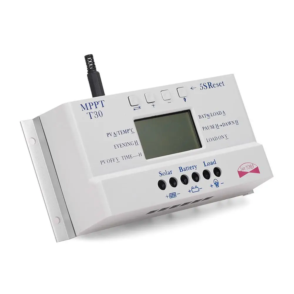 Регулятор солнечной панели LCD 30A 12 V/24 V MPPT Контроллер заряда и USB Три таймера A391
