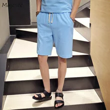 Мужские шорты кэжуал свободный сплошной цвет по колено эластичный пояс кружево до корейский стиль для мужчин s Harajuku уличная Досуг Модный шик