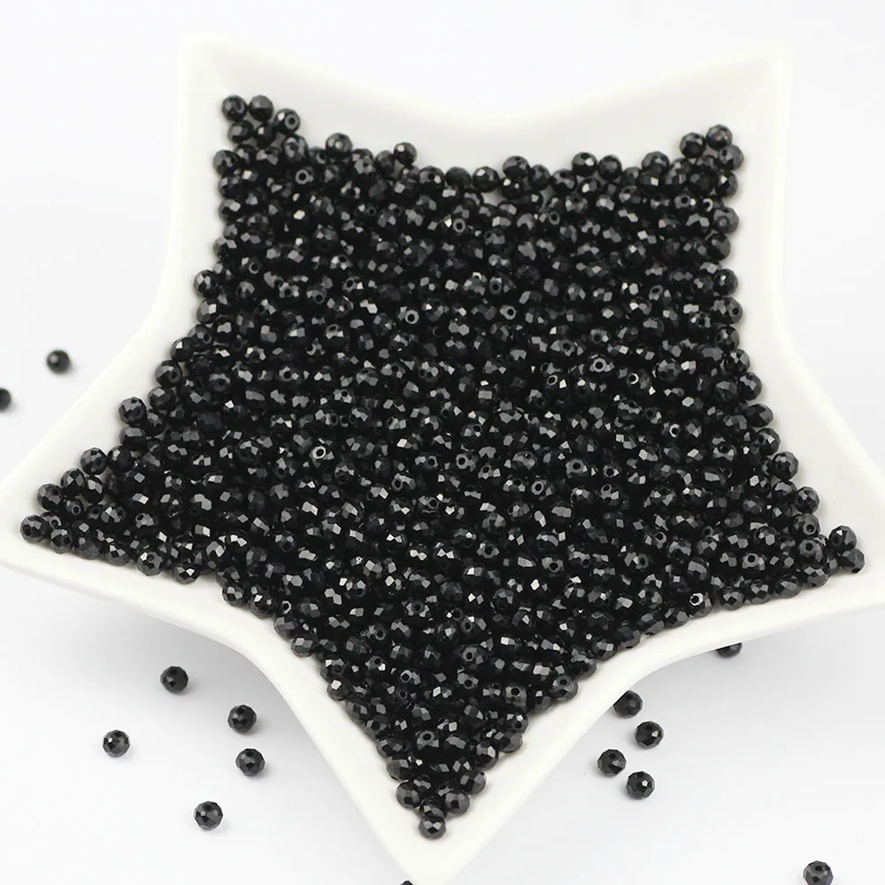 

Black 4X3mm 100pcs Rondelle Austrian faceted Crystal Glass Beads Loose Spacer Round Beads for Jewelry Making DIY Accessories