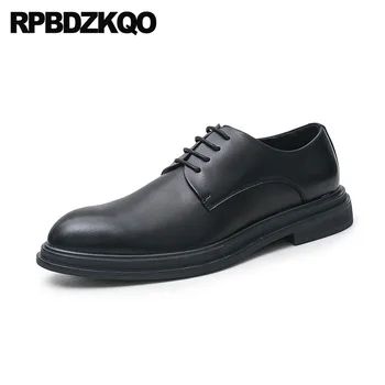 

Black Wedding Oxfords Spring And Autumn Pointed Toe Dress British Style Lace Up Work Rubber Business Casual Men Shoes Elevator