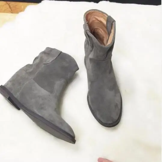 Herbst Pic Pic Keil Gebürstet Frauen Slip Zapatos Braun Verborgen Rom Stiefel Cowboy As Botines Slouchy Stiefeletten as 2019 Auf Grau Wildleder dxq1PwdUR