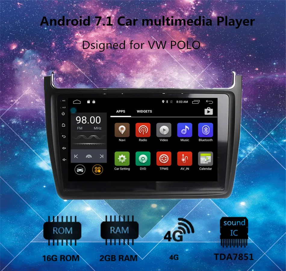 Flash Deal MEKEDE Quad core Pure Android7.1 Car tape recorder GPS DVD Player For VW polo Stereo Audio video support BT wifi 4g lte swc FM 3