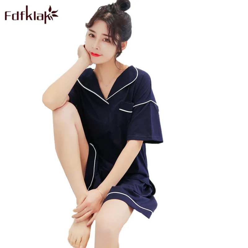 Fdfklak корейский стиль хлопковые пижамы Для женщин короткий рукав Летние пижамы удобные Для женщин пижамы Pijama комплект домашней одежды