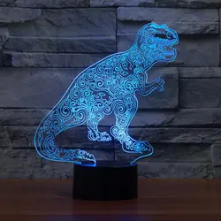 Новинка динозавр Форма 3D светодиодный ночник 7 красочная атмосфера животного стол настольные лампы Детские спальные Освещение Декор