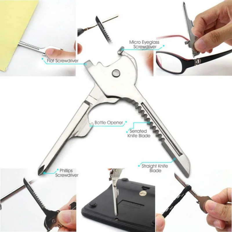 

Multi Tool Stainless Steel EDC Keychain Utiliity Swiss Pocket Survival Knife Utili-Key Multi Function Keys 6 in1 High Quality