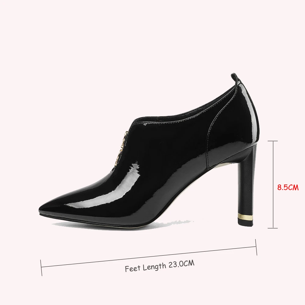 Mujer Heels black Cuero Plataforma Deslizamiento Zapatos Aiweiyi Otoño Blanco Primavera Estrecha Punta Negro Genuino Thin Bombas High En Tacones White X6x6TH