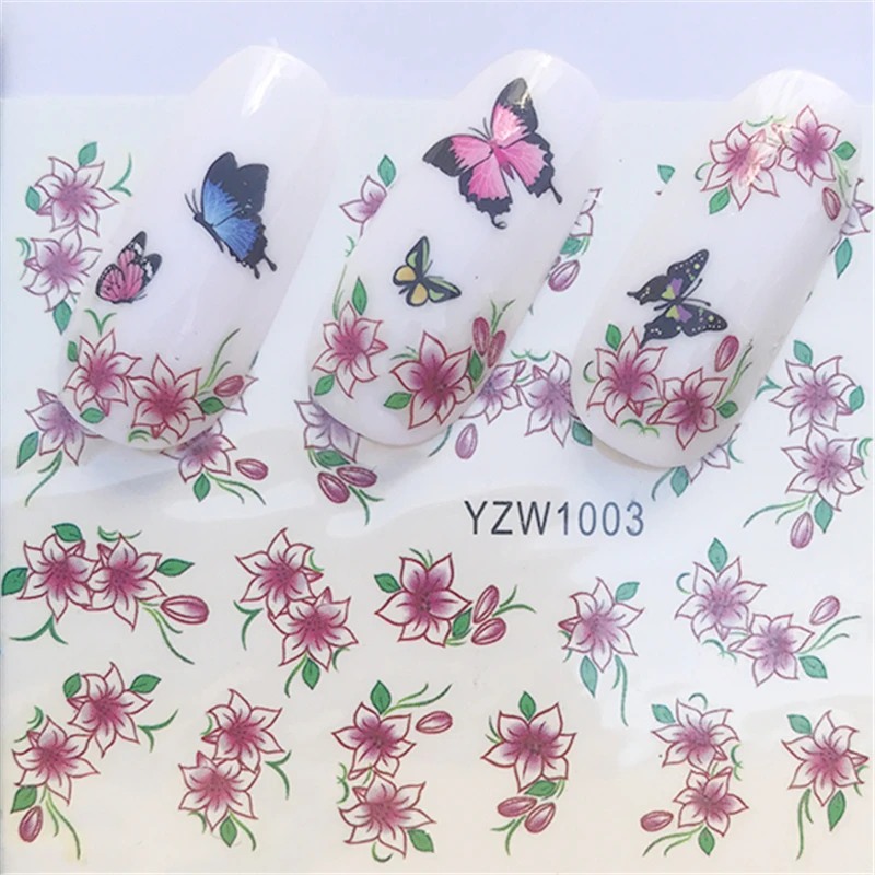 1 лист хризантемы стили ногтей воды наклейки Красочные Полные Советы Дизайн ногтей цветок Советы украшения