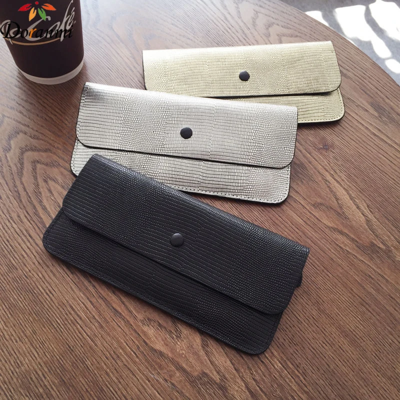 

DORANMI Thin Women Wallet Genuine Cow Leather Purse Bag For Female Long Cutch Coin Bags Phone Holder Wallets Vintage Bags NPJ033